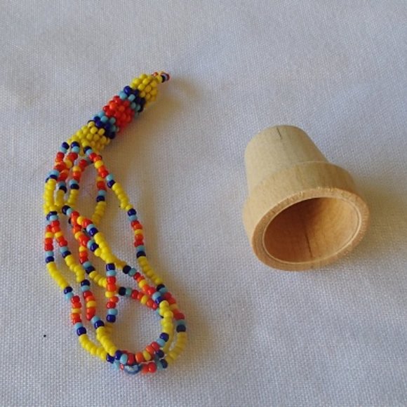 Doll House Miniature Unfinished Colorful Seed Bead Plant Hanger + Wood Pot DIY - Picture 4 of 12